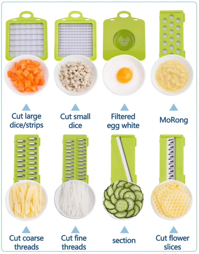 Alt view image 2 of 7 - 16-in-1 Vegetable Chopper, Vegetable Cutter & Slicer with Container, Multifunctional Manual Food Dicer, Shredder, Grater & Julienne Cutter for Kitchen