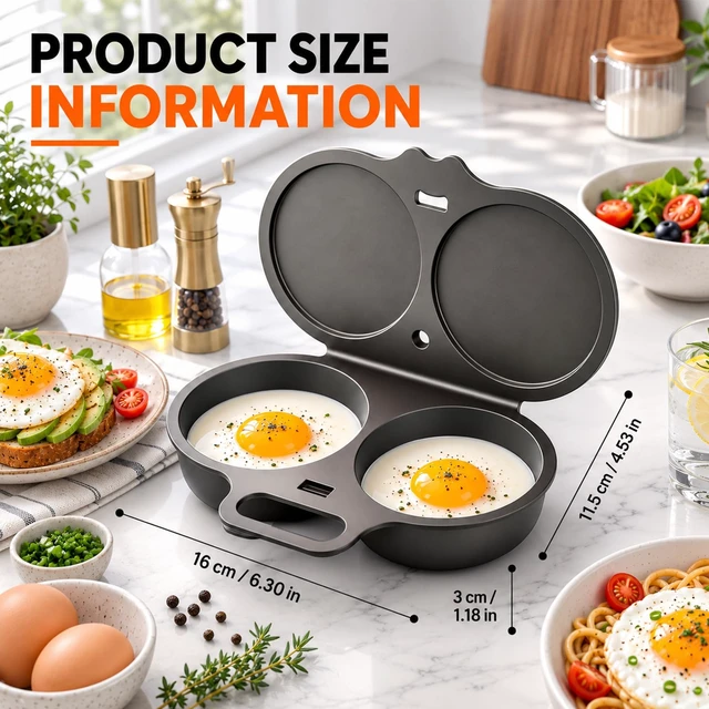 Alt view image 5 of 7 - 3Pcs Microwave Egg Poacher for 2 Eggs,Microwave Egg Cooker with Lid&Handle | Quick-Heat Nonstick Dual Cavity Microwave Egg Poacher, Quick Oil-Free Cooking, Food-Grade PP & Versatile Kitchen Essential