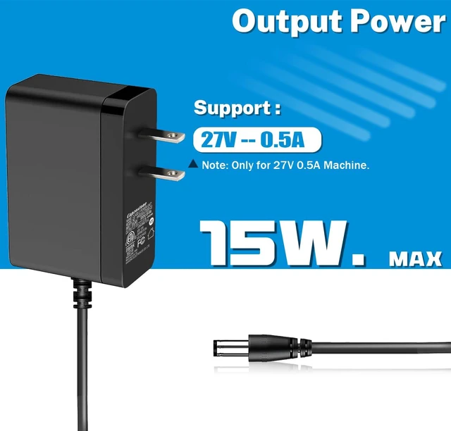 Alt view image 2 of 6 - 27V Massage Gun Charger AC Adapter for Sharper Image 2437599 1013983 1011666 1014747 1013002 1012667 1013985 Powerboost Deep Tissue Percussion Muscle Massage Gun Power Cord Supply- 8.5Ft