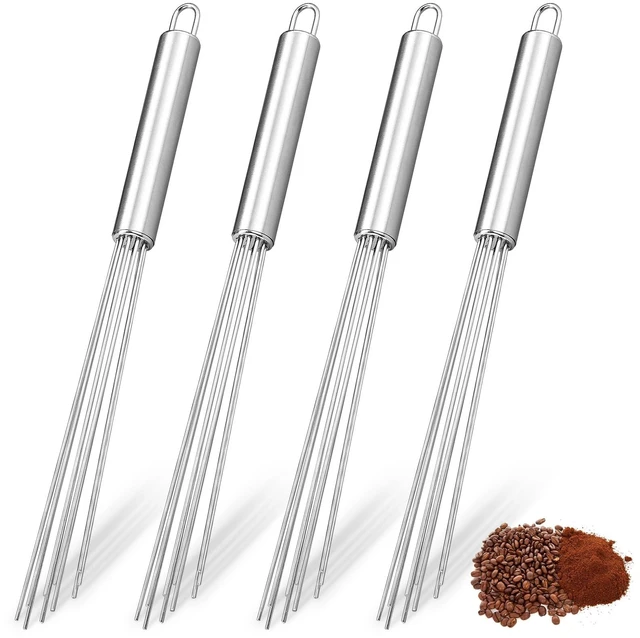 Main image of 4 Pcs Barista Whisk Tool 11.5 Inch Long Handle 10 Needles Stirrer | 2mm Stainless Steel Needles for Espresso Mixing, Efficient Drink Whisk for Commercial Home Use, Reduces Clumping