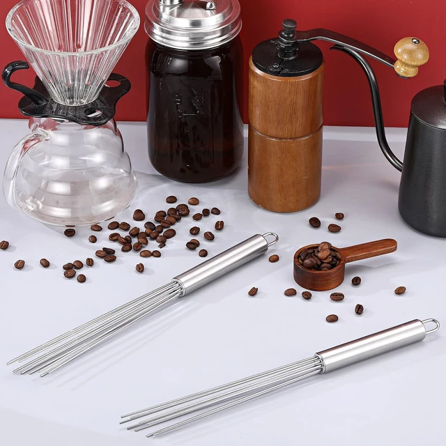 Alt view image 3 of 7 - 4 Pcs Barista Whisk Tool 11.5 Inch Long Handle 10 Needles Stirrer | 2mm Stainless Steel Needles for Espresso Mixing, Efficient Drink Whisk for Commercial Home Use, Reduces Clumping