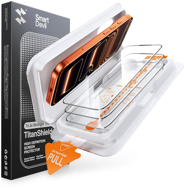 Main image of 3 Pack Tempered Glass for iPhone 17 Pro Screen Protector | 2X Impact Resistance, 9H Tempered Glass, Optical Clear, Anti-Fingerprint, SmartPull Box Auto Dust Removal & Bubble-Free