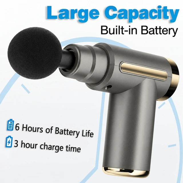 Alt view image 4 of 7 - Massage Gun Deep Tissue, 4 Heads, 6 Speeds, Cordless Handheld | Six speeds and four heads. Fits in a bag. Neck back shoulders legs arms. Carry case included or not. 2 year warranty.