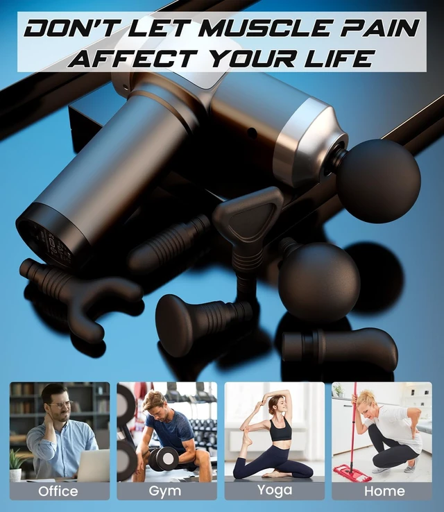 Alt view image 5 of 6 - Deep Tissue Massage Gun, Portable Percussion Muscle Massager with 30 Speeds & 6 Attachments, Handheld Electric Back & Neck Massager for Pain Relief