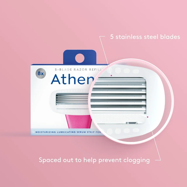 Alt view image 3 of 6 - Women's Razor Blade Refills, 5-Blade Cartridges, 8 Count | Shea Butter & Hyaluronic Acid Infused Stainless Steel Razors for Women , Great for Sensitive Skin , 8-Pack Refill