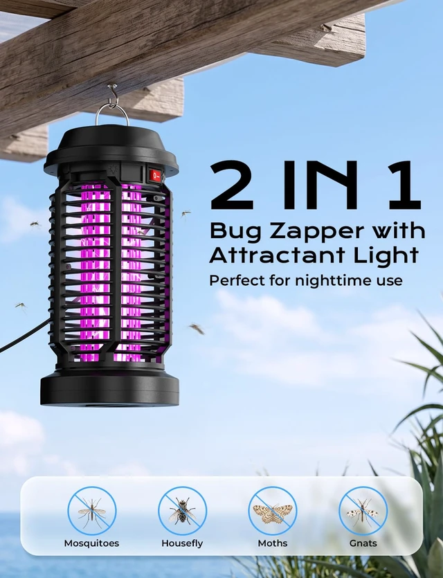 Alt view image 2 of 7 - Bug Zapper Outdoor, 15W, 4000V Electric Mosquito Lamp | Polypropylene, Indoor and Outdoor, Waterproof, Plug-in, replaceable bulb for Home Patio Office Courtyard Camping