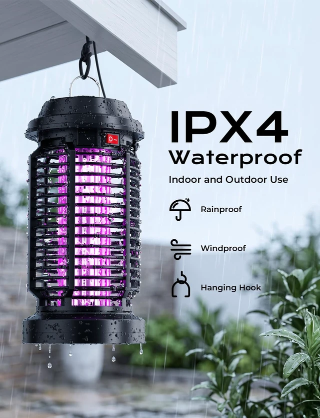 Alt view image 3 of 7 - Bug Zapper Outdoor, 15W, 4000V Electric Mosquito Lamp | Polypropylene, Indoor and Outdoor, Waterproof, Plug-in, replaceable bulb for Home Patio Office Courtyard Camping