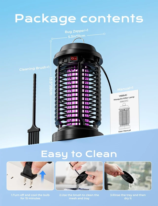 Alt view image 5 of 7 - Bug Zapper Outdoor, 15W, 4000V Electric Mosquito Lamp | Polypropylene, Indoor and Outdoor, Waterproof, Plug-in, replaceable bulb for Home Patio Office Courtyard Camping