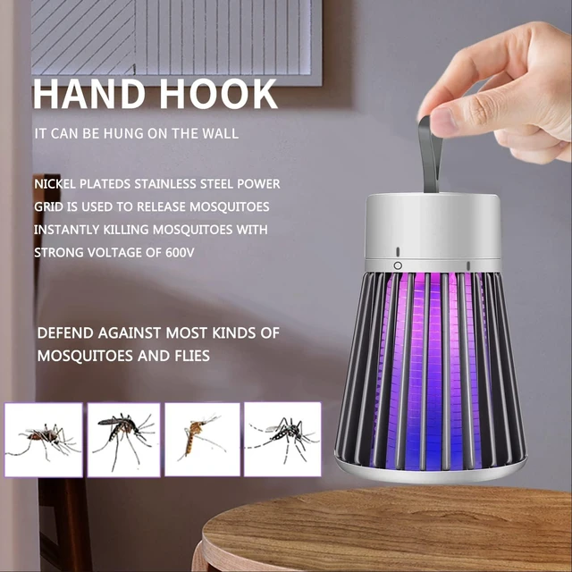 Alt view image 2 of 7 - Bug Zapper Outdoor,Electric Mosquito Zapper Portable Camp Mosquito Killer,Rechargeable Indoor Fly Zapper,Electric Fly Zapper,Fly Traps,Flying Insects Zapper Outdoor (White)