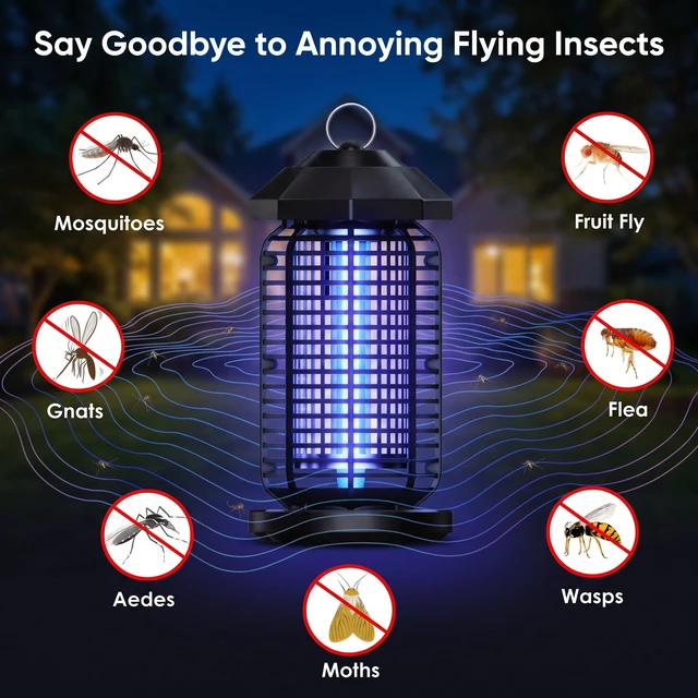 Alt view image 2 of 7 - Bug Zapper Outdoor Indoor, 4200V High Voltage Electric Mosquito Killer with 18W LED UV Light, IPX4 Waterproof Insect Fly Trap Gnat Zapper for Yard, Patio, Home, Garden, Garage, Backyard BBQ