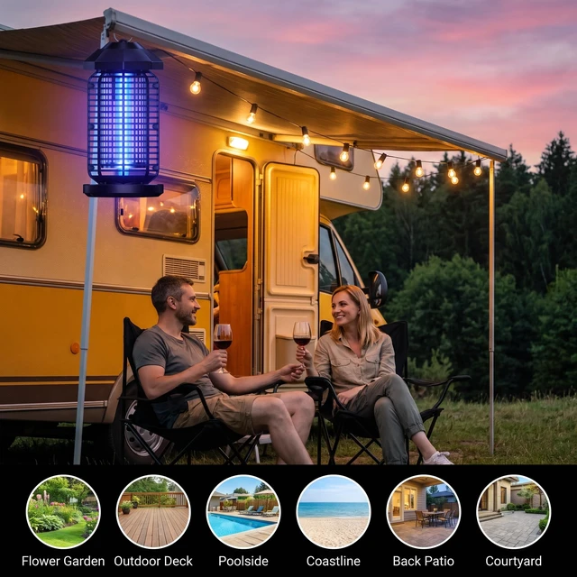 Alt view image 5 of 7 - Bug Zapper Outdoor Indoor, 4200V High Voltage Electric Mosquito Killer with 18W LED UV Light, IPX4 Waterproof Insect Fly Trap Gnat Zapper for Yard, Patio, Home, Garden, Garage, Backyard BBQ