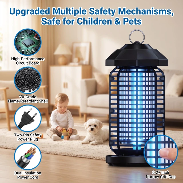 Alt view image 6 of 7 - Bug Zapper Outdoor Indoor, 4200V High Voltage Electric Mosquito Killer with 18W LED UV Light, IPX4 Waterproof Insect Fly Trap Gnat Zapper for Yard, Patio, Home, Garden, Garage, Backyard BBQ