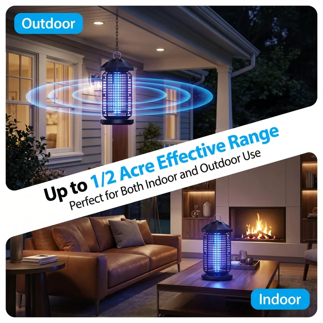 Alt view image 7 of 7 - Bug Zapper Outdoor Indoor, 4200V High Voltage Electric Mosquito Killer with 18W LED UV Light, IPX4 Waterproof Insect Fly Trap Gnat Zapper for Yard, Patio, Home, Garden, Garage, Backyard BBQ