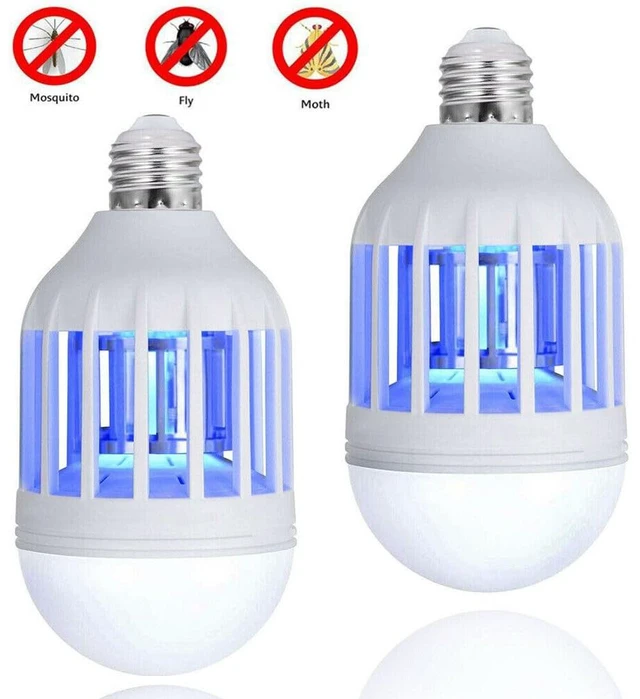 Alt view image 3 of 7 - 2 Pack Bug Zapper Light Bulb 2 in 1 LED Electronic Light Trap for Fruit Flies, Mosquito, Bug, Insect and Fly Control Killer - Traps