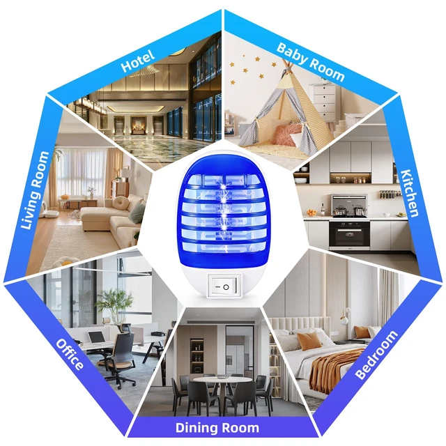 Alt view image 6 of 7 - 6 Pack Plug in Bug Zapper for Indoor Use, Mosquito Zappers Indoor | Bug Zapper Plug in for Flying Insect Automatic Mosquito Trap with Led Light for Patio, Bedroom, Kitchen, Office