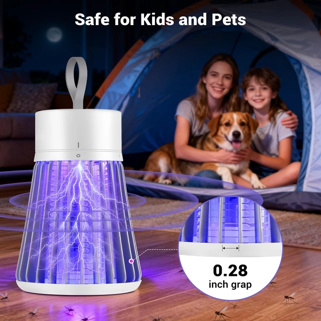 Alt view image 4 of 7 - Rechargeable Bug Zapper Indoor, Cordless Mosquito Killer with Safety Grid & Purple Light, USB Charging Fly Trap for Home Camping