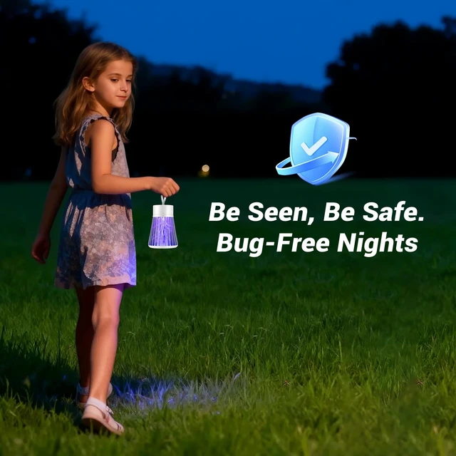 Alt view image 7 of 7 - Rechargeable Bug Zapper Indoor, Cordless Mosquito Killer with Safety Grid & Purple Light, USB Charging Fly Trap for Home Camping
