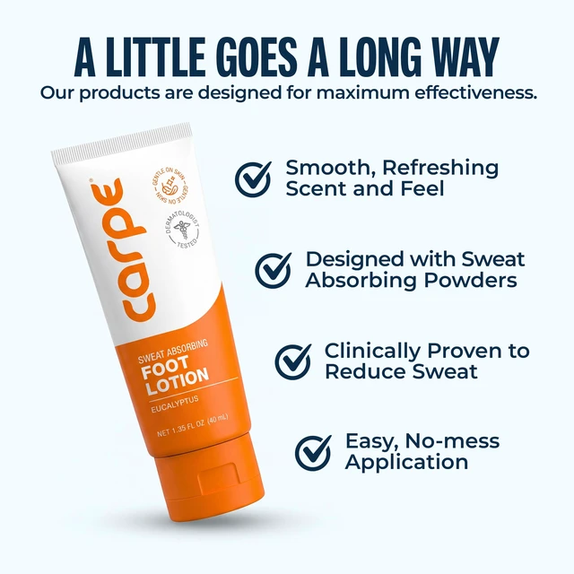 Alt view image 4 of 7 - Sweat Absorbing Foot Lotion, Eucalyptus - Fights Sweaty Feet | Dermatologist Recommmended Foot Lotion for Sweaty Feet, Fight Smelly Feet, Prevent Blisters, Quick Drying Eucalyptus Scent