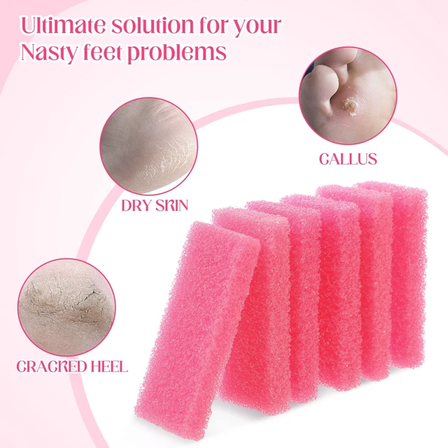 Alt view image 5 of 7 - 100 Pcs Pumice Stone for Feet, Pink | Disposable Pedicure Foot Scrubber with Callus, Dead Skin and Heel Care, Spa Bath Exfoliator, Natural Volcanic Stone