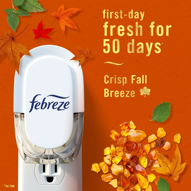 Alt view image 4 of 6 - Odor-Fighting Plug in Air Freshener, Scented Oil Refill, Crisp Fall Breeze Scent, 4 Refills