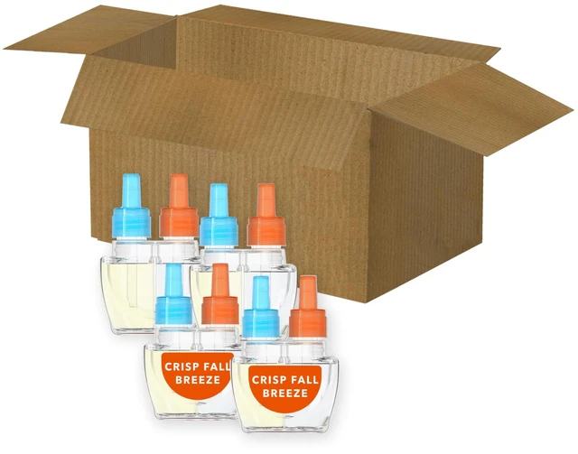 Alt view image 6 of 6 - Odor-Fighting Plug in Air Freshener, Scented Oil Refill, Crisp Fall Breeze Scent, 4 Refills
