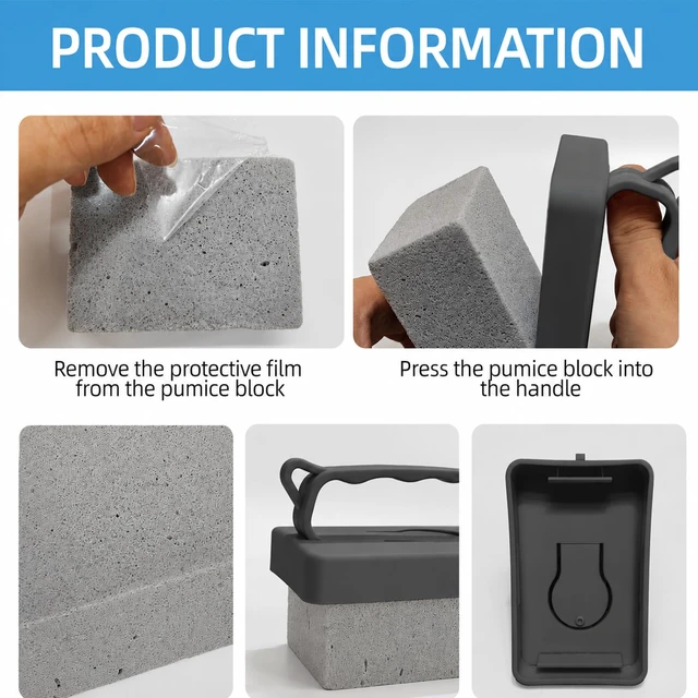 Alt view image 5 of 7 - 6 Pack Pool Pumice Stones with Handle, Handheld Replacement Cleaning Blocks for Pool Tiles, Spa, Grout, and Concrete Stain Removal