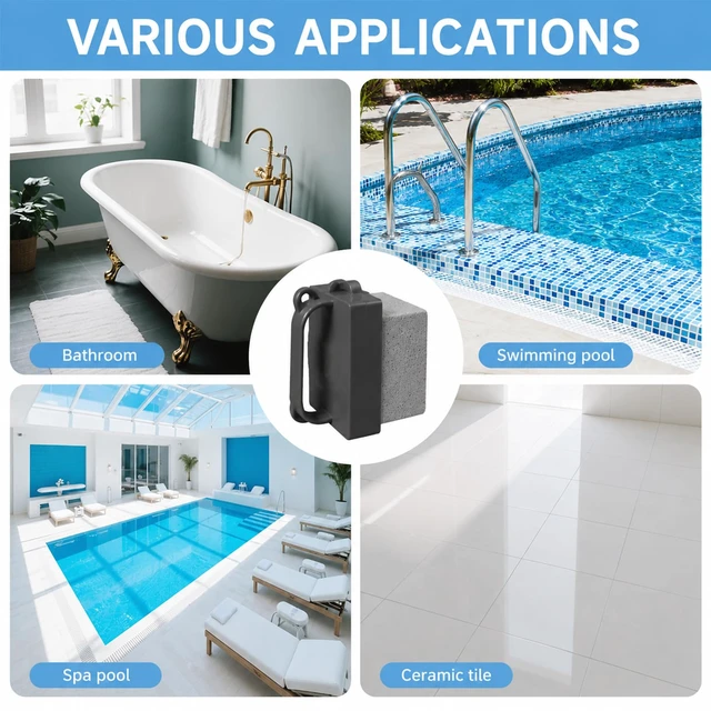 Alt view image 7 of 7 - 6 Pack Pool Pumice Stones with Handle, Handheld Replacement Cleaning Blocks for Pool Tiles, Spa, Grout, and Concrete Stain Removal