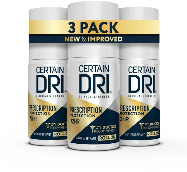 Main image of Rx Strength Clinical Antiperspirant Roll-On, 1.2 oz (3 Pack) | 72-Hour Sweat & Odor Protection for Excessive Sweating & Hyperhidrosis, 15% Aluminum Chloride, Fragrance-Free