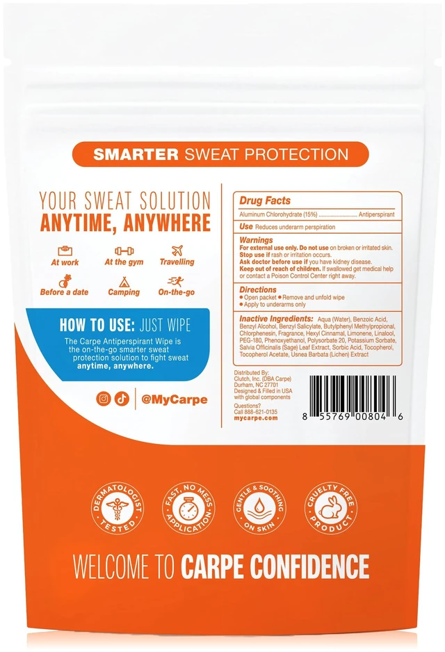 Alt view image 6 of 6 - Antiperspirant Underarm Wipes, Clean & Refreshing - 15 Count | On-the-Go Antiperspirant Wipes, Sweat Blocking & Deodorizing, Clean & Refreshing Scent, Individually Wrapped, 15 Count