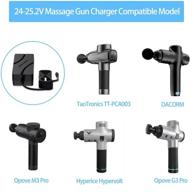 Alt view image 2 of 7 - 24-25.2V Massage Gun Charger for TOLOCO EM26 T11 Pro, Opove M3 Pro, Opove G3 Pro, Hyperice Hypervolt Muscle Power Cord