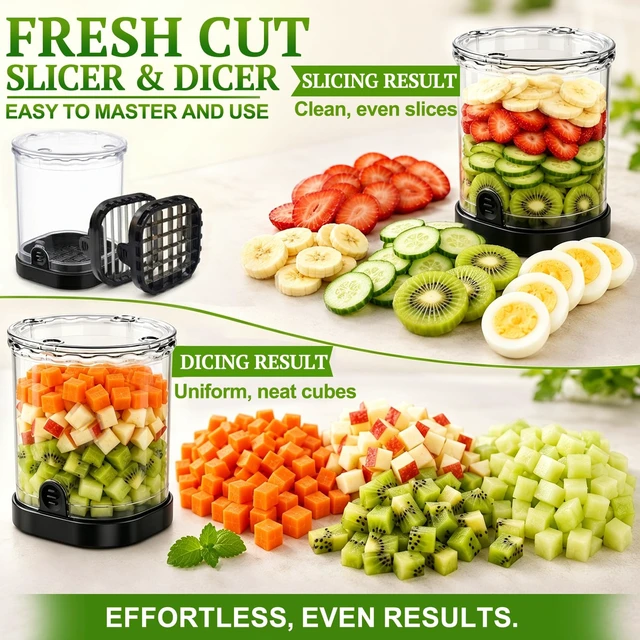 Alt view image 3 of 7 - 2-in-1 Fruit Slicer Cup, Stainless Steel | Strawberry Slicer Dicer, With Lid & Push Plate, Portable Kitchen Gadget, For Strawberry Banana Grape Egg Vegetable Salad