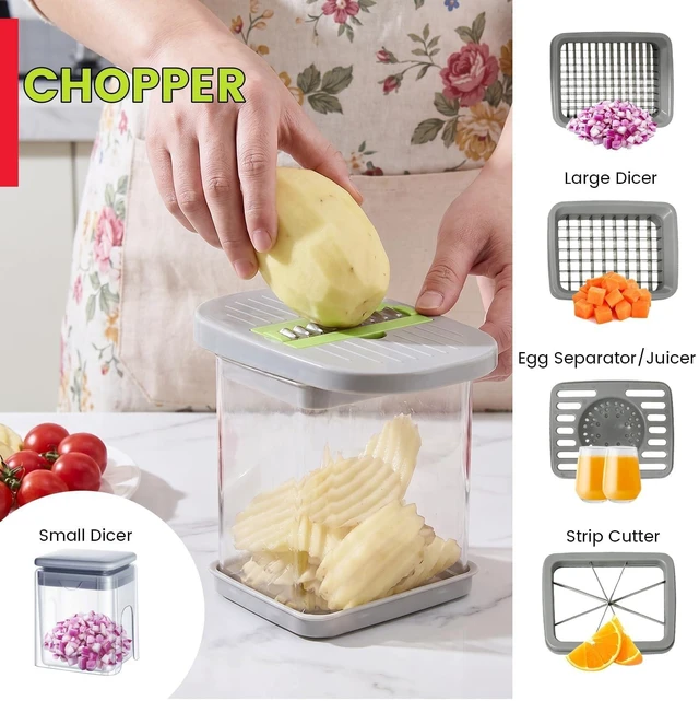 Alt view image 7 of 7 - Vegetable Cutter,Food Chopper Manual Hand,for Potato Cutter & Fry Slicer - Functions as Potato Dicer,Onion Dicer,Veggie Shredder with 9 Blades,Easy to Clean, Dishwasher Safe-Essential Kitchen Gadgets