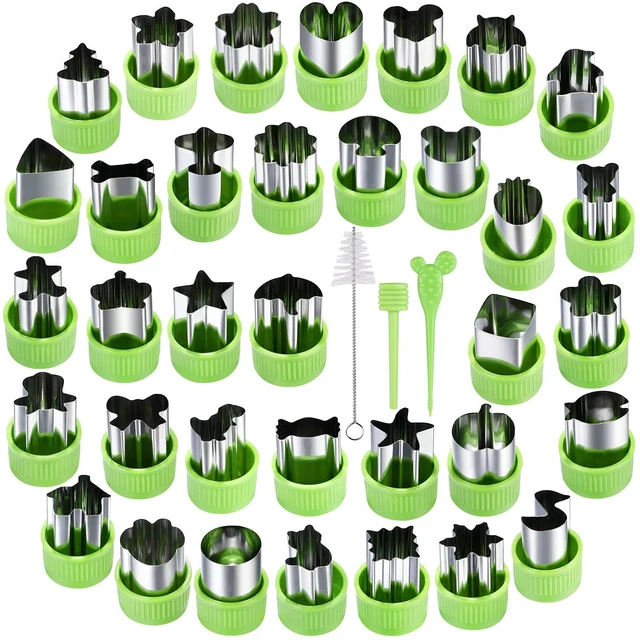 Main image of 35 Pack Cookie Cutters Fruit Cutter Shapes Set Crinkle Cutter