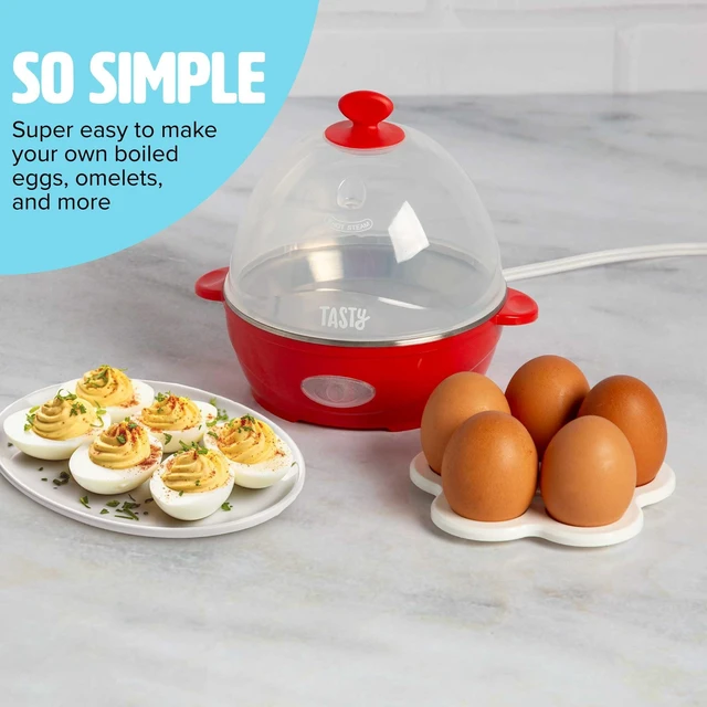 Alt view image 2 of 7 - Mini Rapid Egg Cooker, 5-Egg Capacity for Perfect Hard Boiled Eggs or Omelets, Auto Shut Off, Red