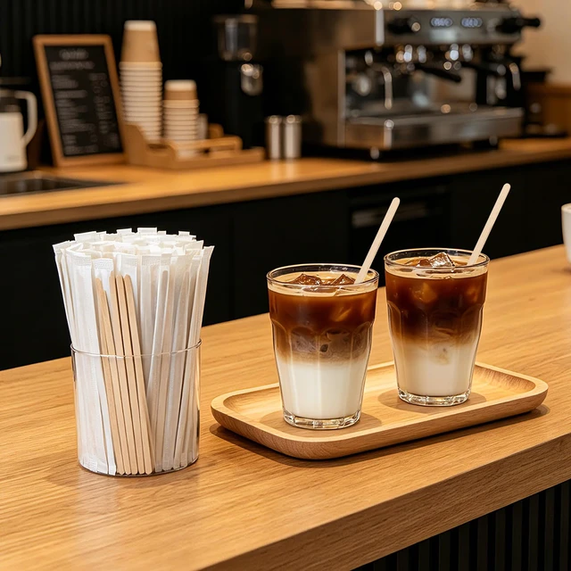 Alt view image 3 of 6 - Coffee Stirrers 1000 Pcs Wood Coffee Stir Sticks 7 Inch Wooden Drink Stirrers Long Coffee Stirrer Individually Wrapped for Bar Party Office Home (1000 Pcs/ 7 Inch)
