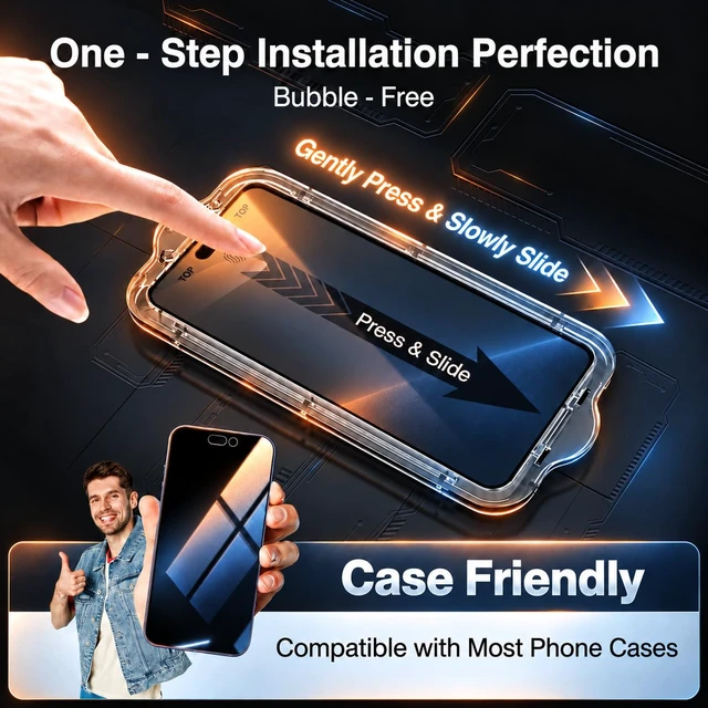 Alt view image 3 of 7 - -4+2 Pack for iPhone 14 Pro Screen Protector (6.1") HD Clear | 2-Pack Lens Protectors, Alignment Kit, Easy Installation, Case-Friendly, 9H+ Tempered Glass, Scratch Resistant, Ultra Clear