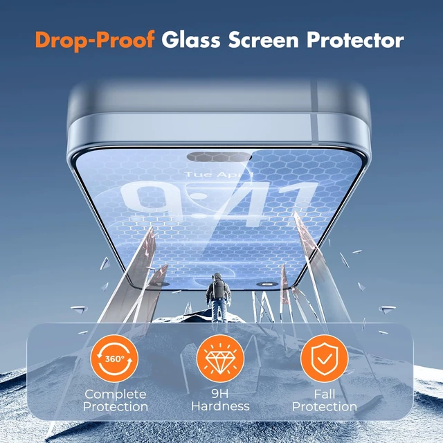 Alt view image 2 of 7 - 3-Pack Screen Protector for iPhone 18 Pro, Full Coverage | Tempered Glass 9H Hardness, 99.99% HD Clear, Easy to Install, Bubble-Free, Anti-Fingerprint, Anti-Scratch, 99% Cases Friendly