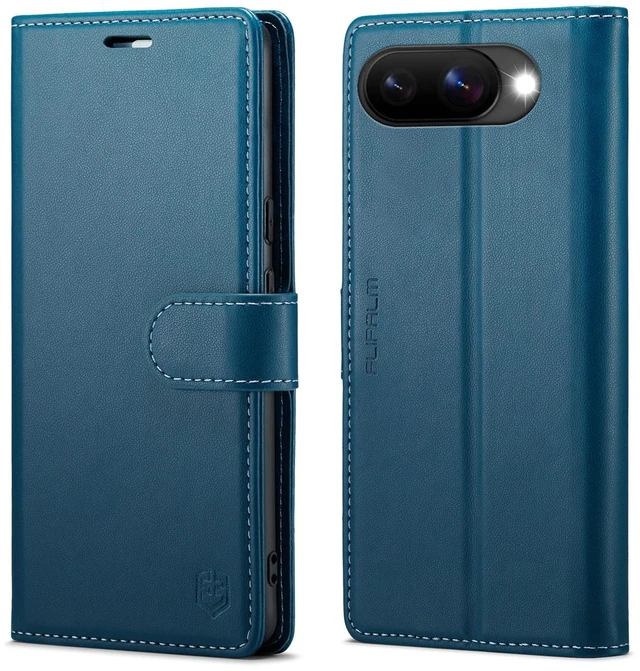 Main image of Card Holder Wallet Case for Google Pixel 10a, Blue | Card Holder, RFID Blocking, PU Leather Folio Flip, Kickstand, Protective Shockproof Cover