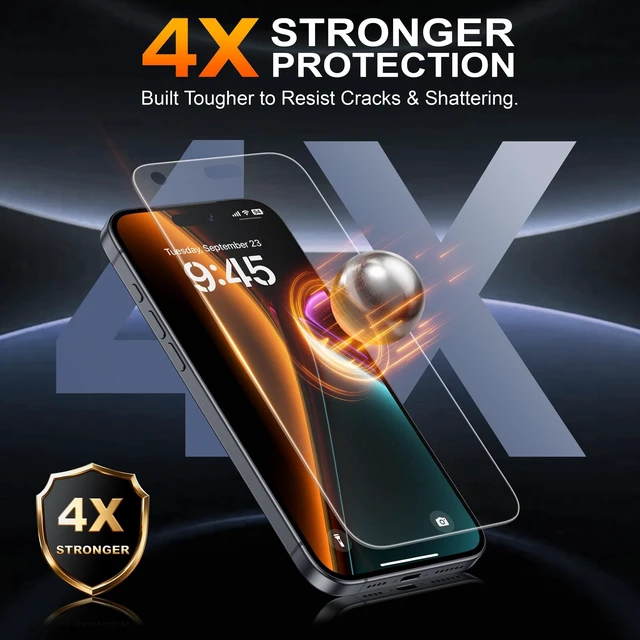 Alt view image 2 of 7 - for iPhone 18 Pro Max Matte Screen Protector, 2+1 Pack | 4X Stronger Tempered Glass, Anti-Glare, Smooth as Silk, Anti-Fingerprint, Easy Install, Military-Grade Shatterproof