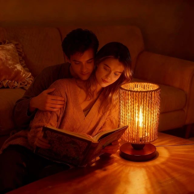 Alt view image 5 of 7 - Table Lamp,Boho Small Beside Lamp,Mini Farmhouse Table Lamp for Room Decor,Vintage Wicker Wooden Nightstand Bamboo Woven End Table Lamps for Living Room Bedroom Desk Kids Room,LED Bulb Included