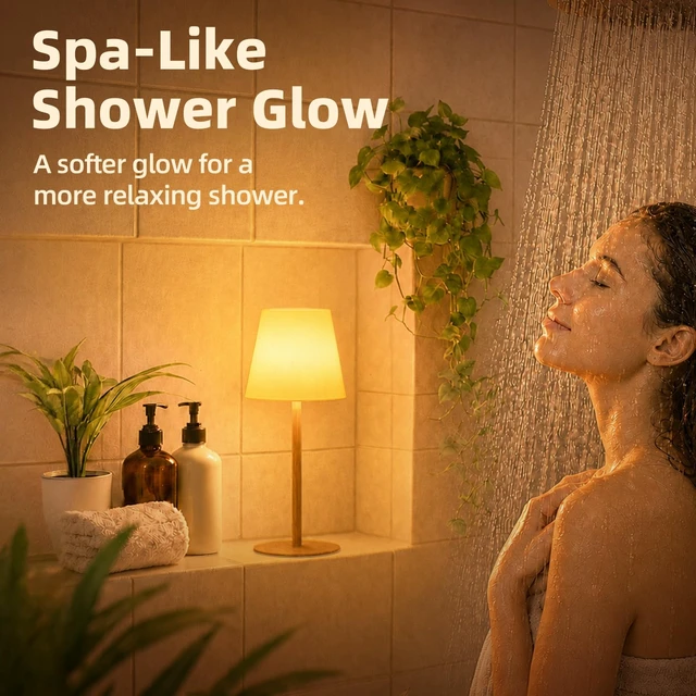 Alt view image 2 of 7 - Spa-Like Shower Lamp IP65 Waterproof Bathroom Lamp, Rechargeable Cordless Mood Light, 3 Color Temps for Relaxing Bathroom & Bathtub Experience (1 Pack)