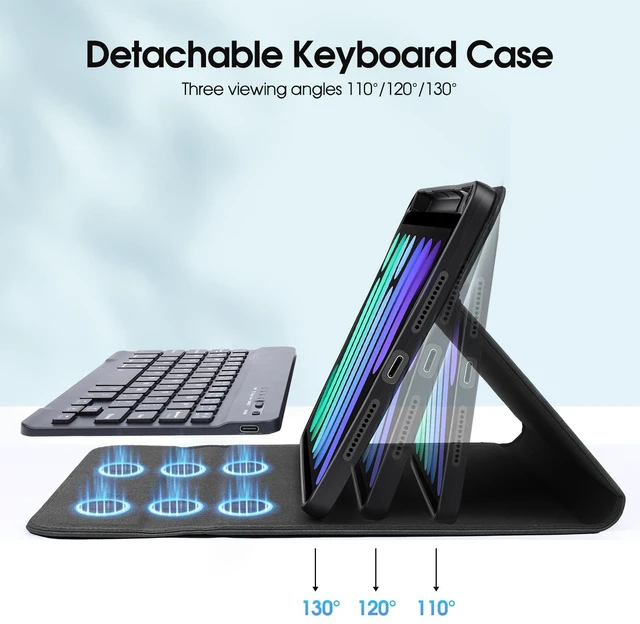 Alt view image 6 of 7 - Case Keyboard for iPad mini A17 Pro,8.3 Inch iPad mini 7(2024) & mini 6(2021),Mouse and Detachable Wireless Magnetic Keyboard,Premium PU Leather Cover with Auto Sleep/Wake,Black