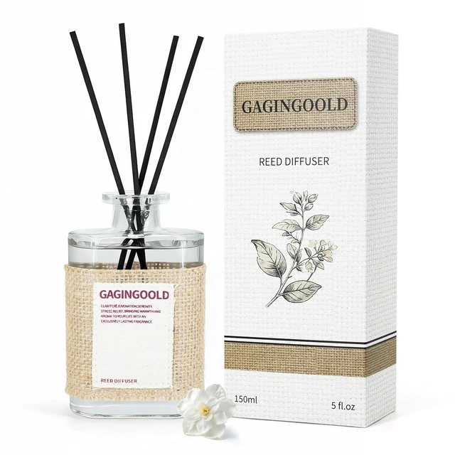 Main image of Lily Scent Reed Diffuser Set with 10 Diffuser Sticks, 5.1 oz | Long Lasting & Elegant Home Fragrance Oils for Bathroom Bedroom Office Shelf Decor, Air Fresheners with Natural Linen Design