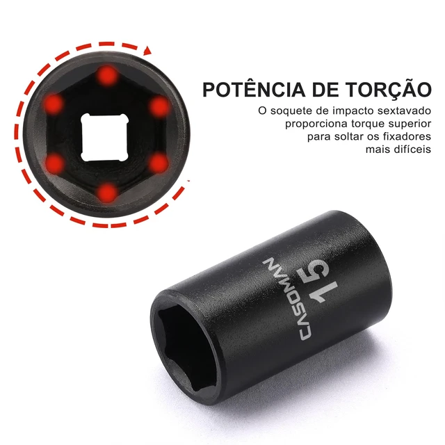 Alt view image 3 of 6 - 14 Pieces 1/2-Inch Drive Shallow Impact Socket Set, Metric, 6-Point, 11mm to 32mm