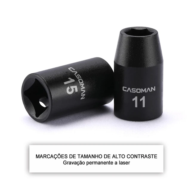 Alt view image 4 of 6 - 14 Pieces 1/2-Inch Drive Shallow Impact Socket Set, Metric, 6-Point, 11mm to 32mm