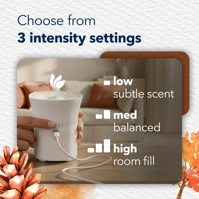 Alt view image 2 of 7 - Scent Flow PlugIns Air Freshener, Cashmere Woods, 1 Device+4 Refills | 0.67 fl oz Each, Includes 1 Device and 4 Refills, Scented and Essential Oils for Home and Bathroom Use, Adjustable Settings