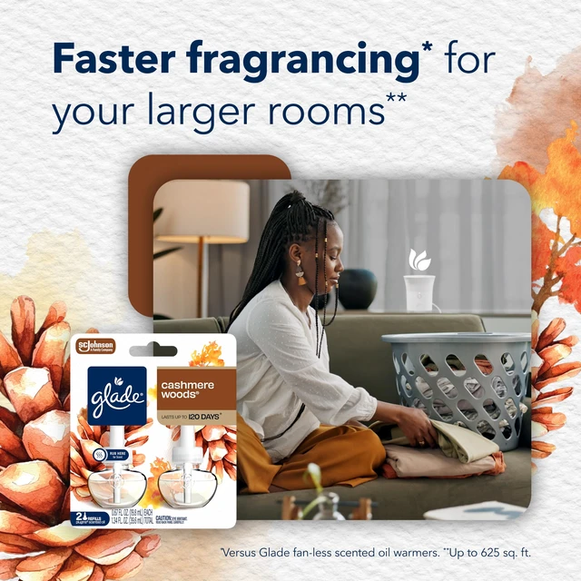 Alt view image 7 of 7 - Scent Flow PlugIns Air Freshener, Cashmere Woods, 1 Device+4 Refills | 0.67 fl oz Each, Includes 1 Device and 4 Refills, Scented and Essential Oils for Home and Bathroom Use, Adjustable Settings