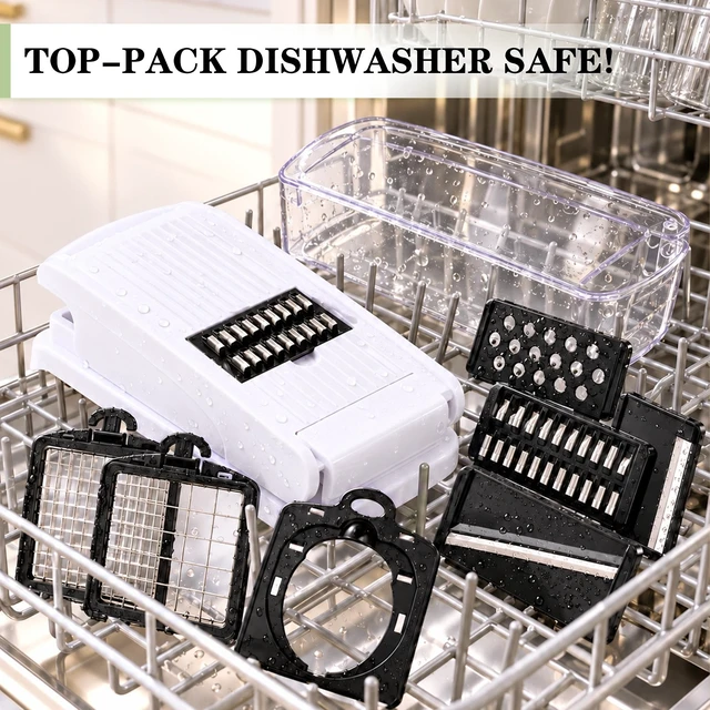 Alt view image 7 of 7 - 18-in-1 Vegetable Chopper Mandoline Slicer, Veggie Chopper with Container | Food Chopper & Vegetable Cutter | Onion Dicer, Julienne Cutter, Spiralizer, Grater, Shredder for Meal Prep, Dishwasher Safe