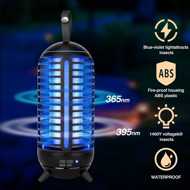 Alt view image 2 of 6 - Cordless Bug Zapper Outdoor Rechargeable 2 in 1 Wireless Mosquito Killer Lamp 2500mAh Bug Zapper Electric Trap Ideal Fly Zapper Indoor for Patio, Home, Backyard, Yard, Garden, Campsite (Black)