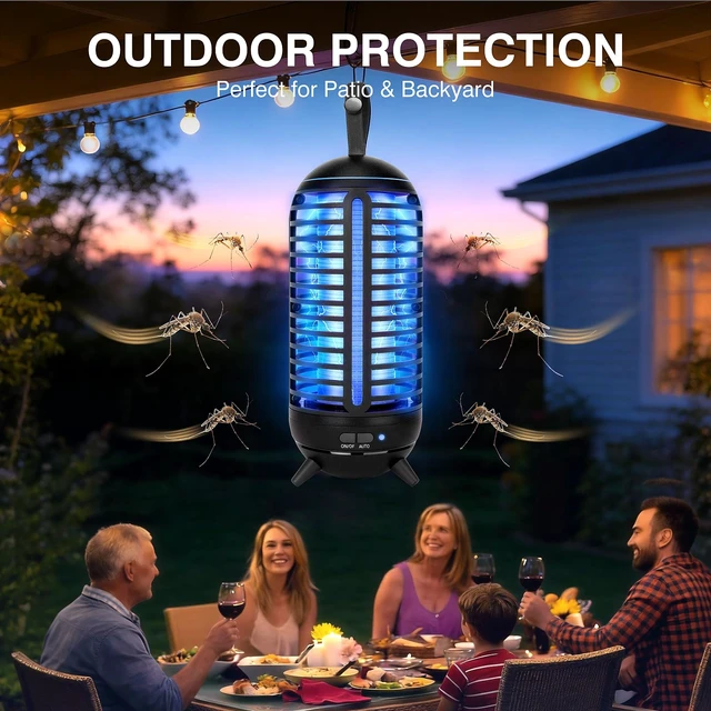 Alt view image 3 of 6 - Cordless Bug Zapper Outdoor Rechargeable 2 in 1 Wireless Mosquito Killer Lamp 2500mAh Bug Zapper Electric Trap Ideal Fly Zapper Indoor for Patio, Home, Backyard, Yard, Garden, Campsite (Black)